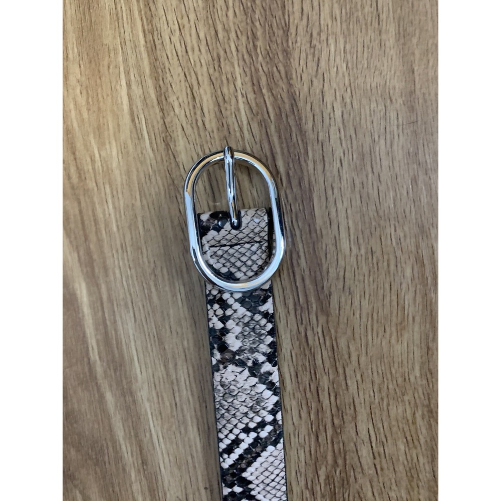 Womens Faux Snakeskin Centerbar Belt Silver Buckle SMALL/MEDIUM